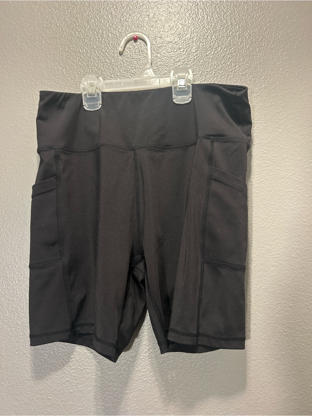 Ebb & Flow Women Biker Shorts XL Black High Waisted Athletic Running Pockets GUC